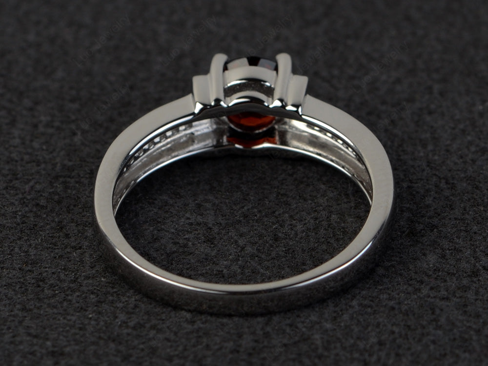 Round Cut Garnet Wedding Ring For Women - LUO Jewelry