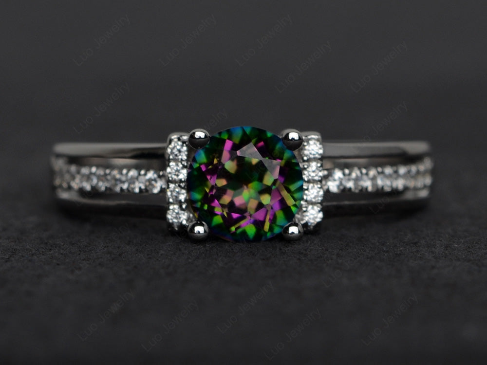 Round Cut Mystic Topaz Wedding Ring For Women - LUO Jewelry