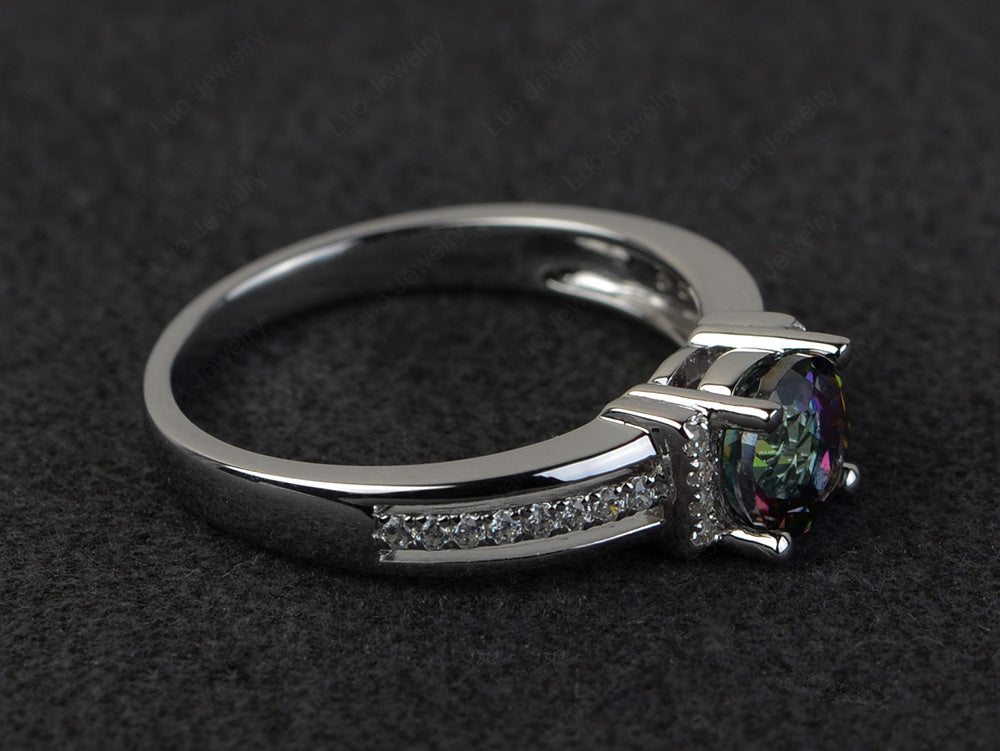 Round Cut Mystic Topaz Wedding Ring For Women - LUO Jewelry