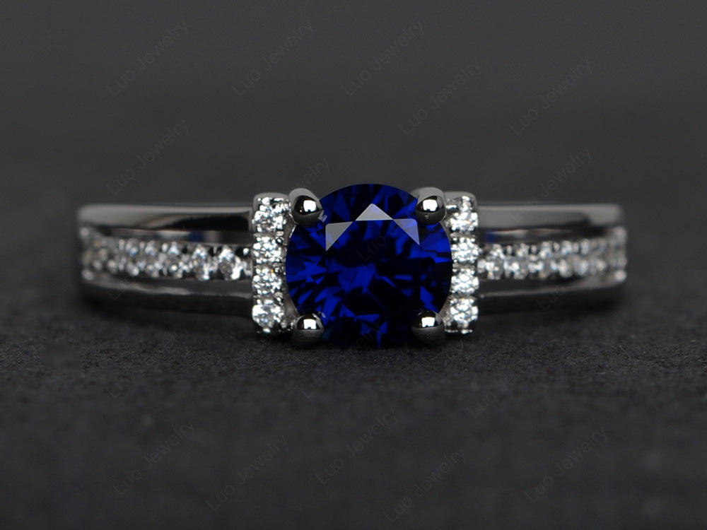 Round Cut Lab Sapphire Wedding Ring For Women - LUO Jewelry