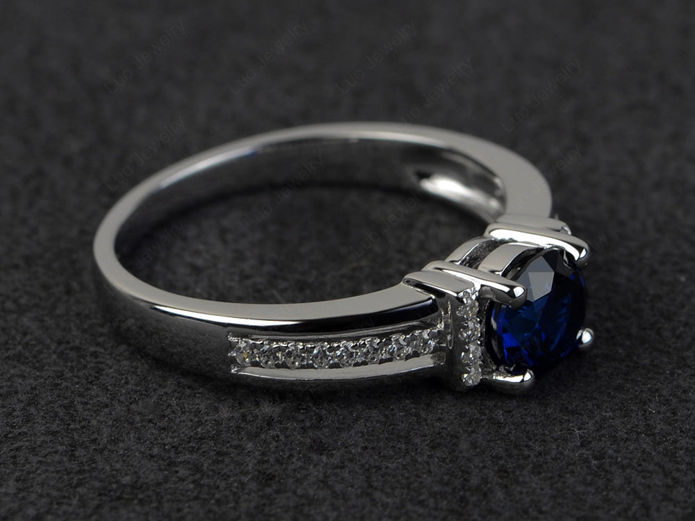 Round Cut Lab Sapphire Wedding Ring For Women - LUO Jewelry