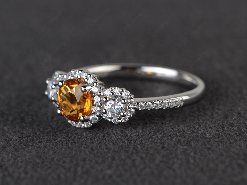 Citrine Engagement Ring Art Deco Silver - LUO Jewelry