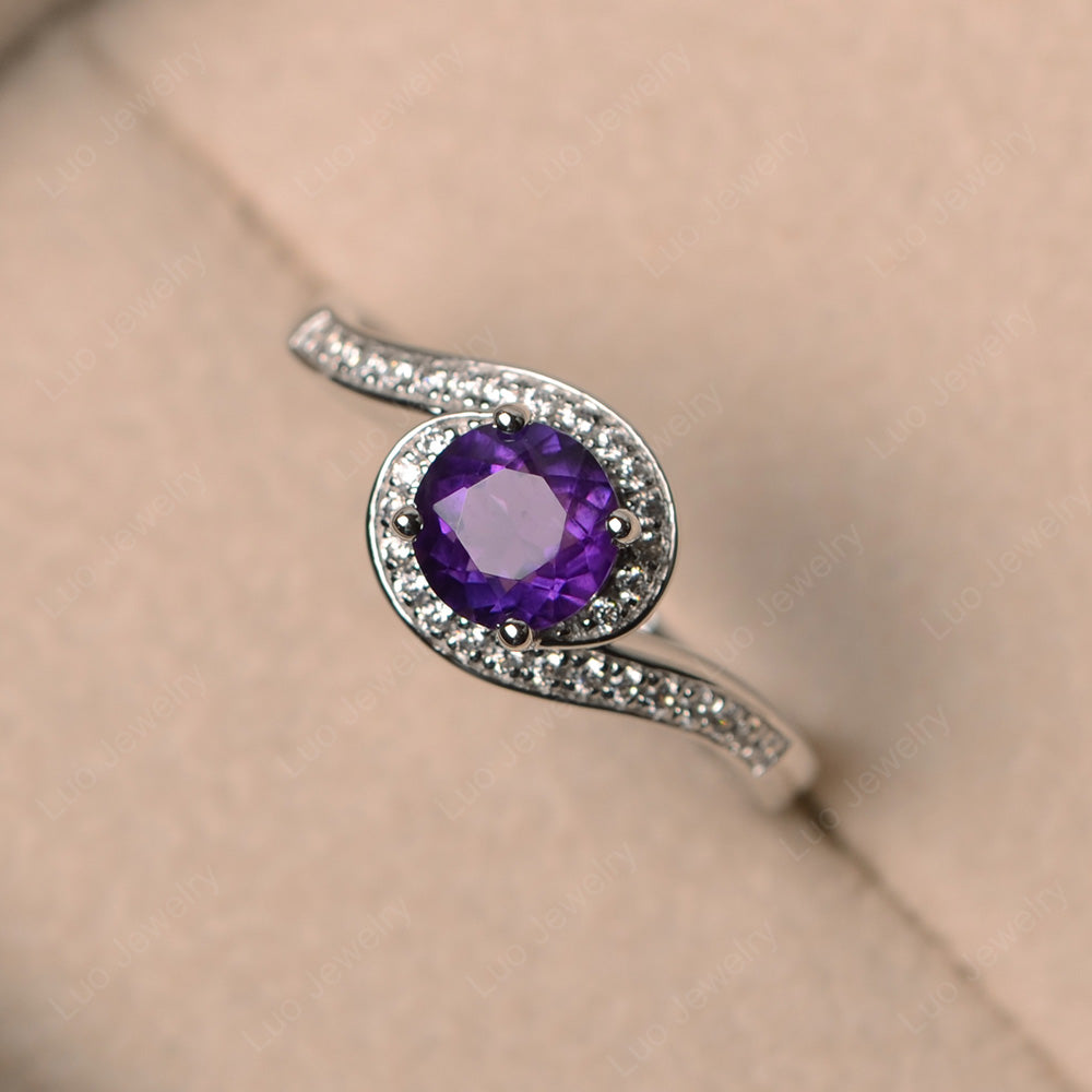 Round Brilliant Cut Amethyst Engagement Ring - LUO Jewelry