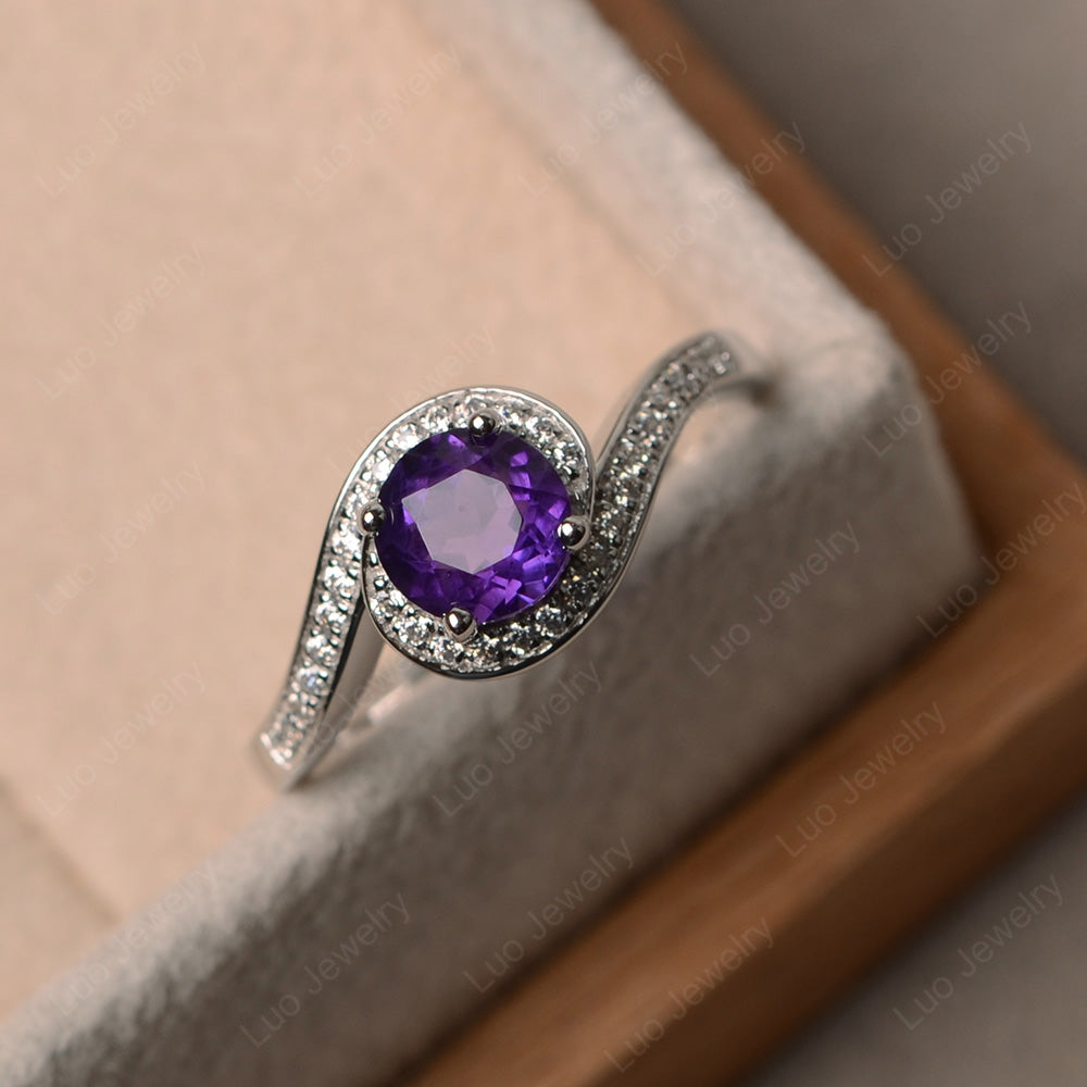 Round Brilliant Cut Amethyst Engagement Ring - LUO Jewelry