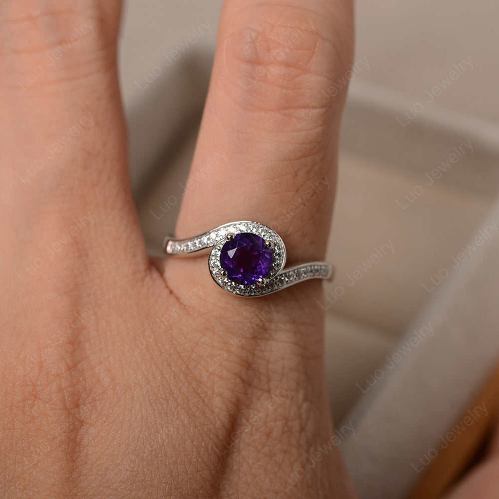 Round Brilliant Cut Amethyst Engagement Ring - LUO Jewelry