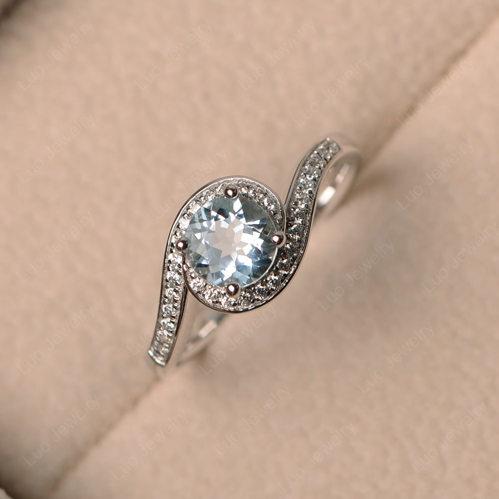 Round Brilliant Cut Aquamarine Engagement Ring - LUO Jewelry