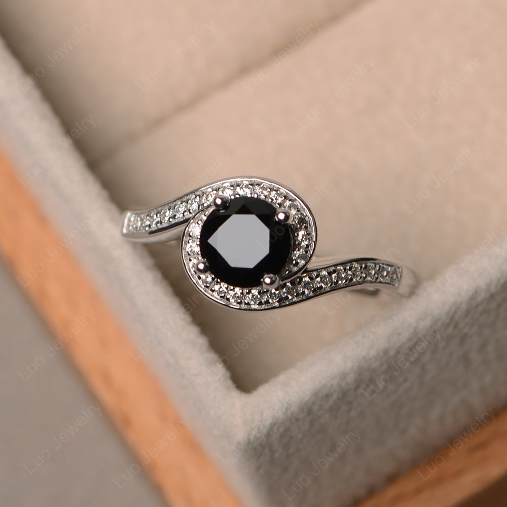 Round Brilliant Cut Black Spinel Engagement Ring - LUO Jewelry