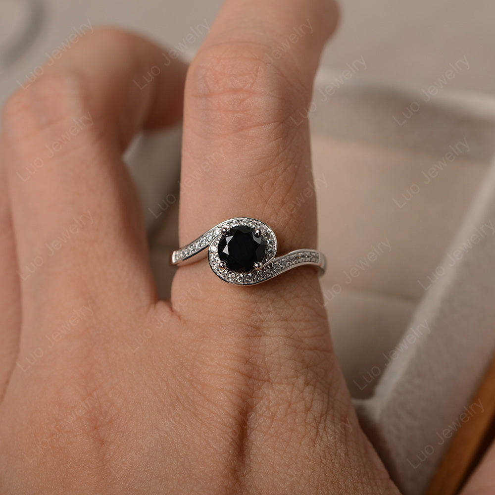 Round Brilliant Cut Black Spinel Engagement Ring - LUO Jewelry