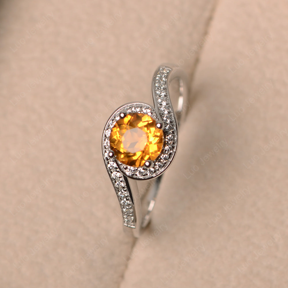 Round Brilliant Cut Citrine Engagement Ring - LUO Jewelry