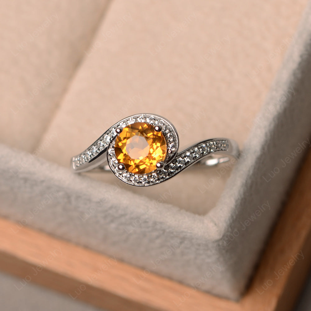 Round Brilliant Cut Citrine Engagement Ring - LUO Jewelry