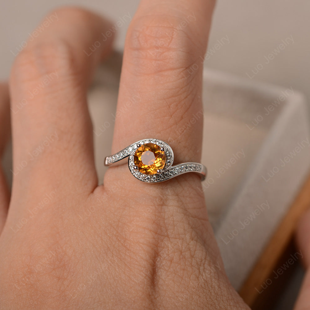 Round Brilliant Cut Citrine Engagement Ring - LUO Jewelry