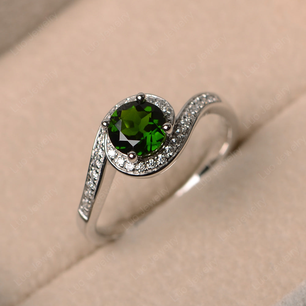 Round Brilliant Cut Diopside Engagement Ring - LUO Jewelry