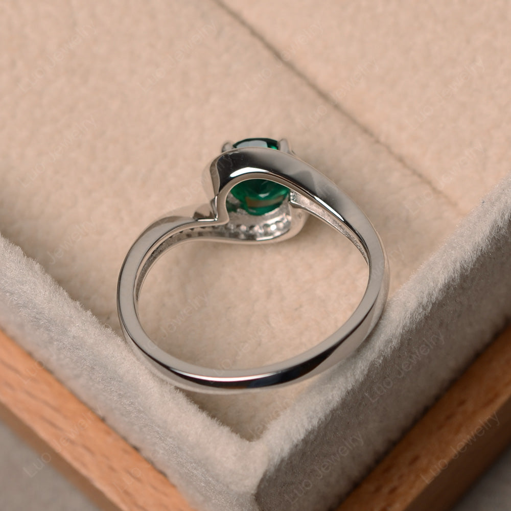 Round Brilliant Cut Lab Emerald Engagement Ring - LUO Jewelry