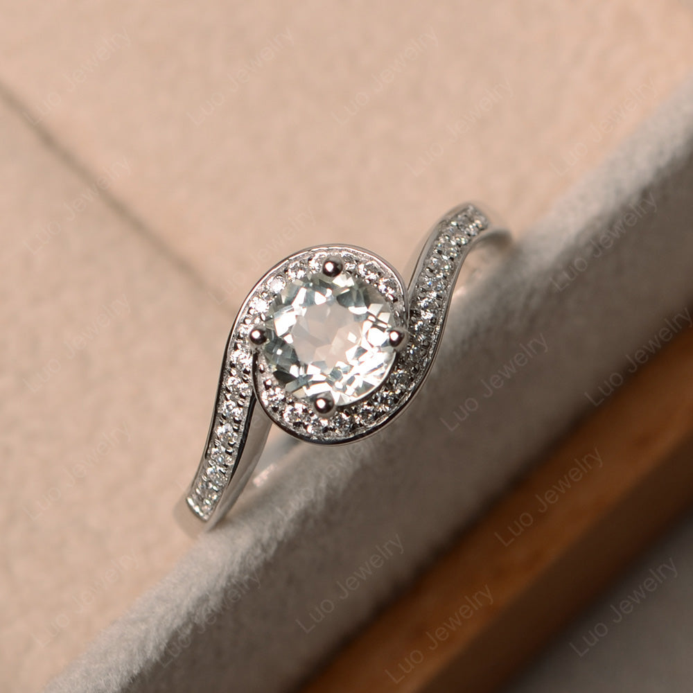 Round Brilliant Cut Green Amethyst Engagement Ring - LUO Jewelry