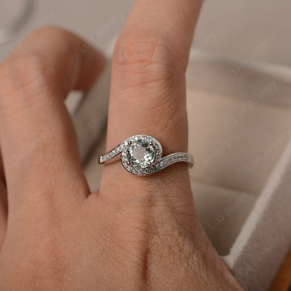 Round Brilliant Cut Green Amethyst Engagement Ring - LUO Jewelry