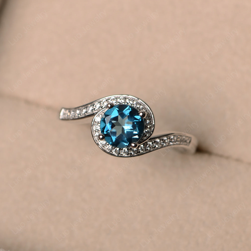 Round Brilliant Cut London Blue Topaz Engagement Ring - LUO Jewelry