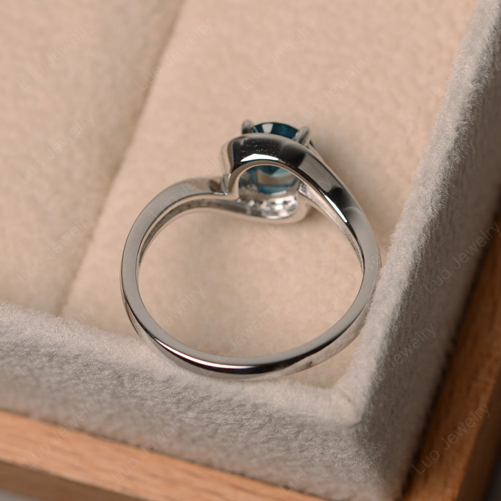 Round Brilliant Cut London Blue Topaz Engagement Ring - LUO Jewelry