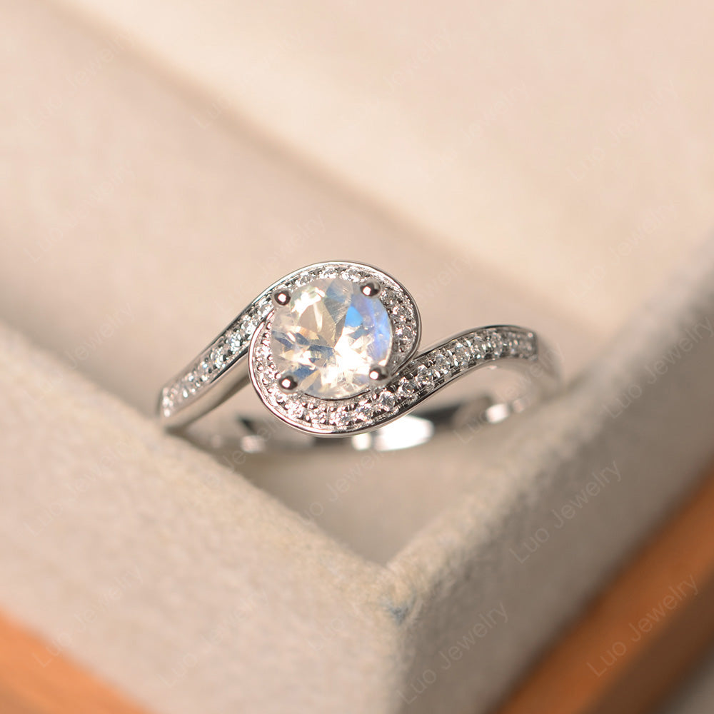 Round Brilliant Cut Moonstone Engagement Ring - LUO Jewelry