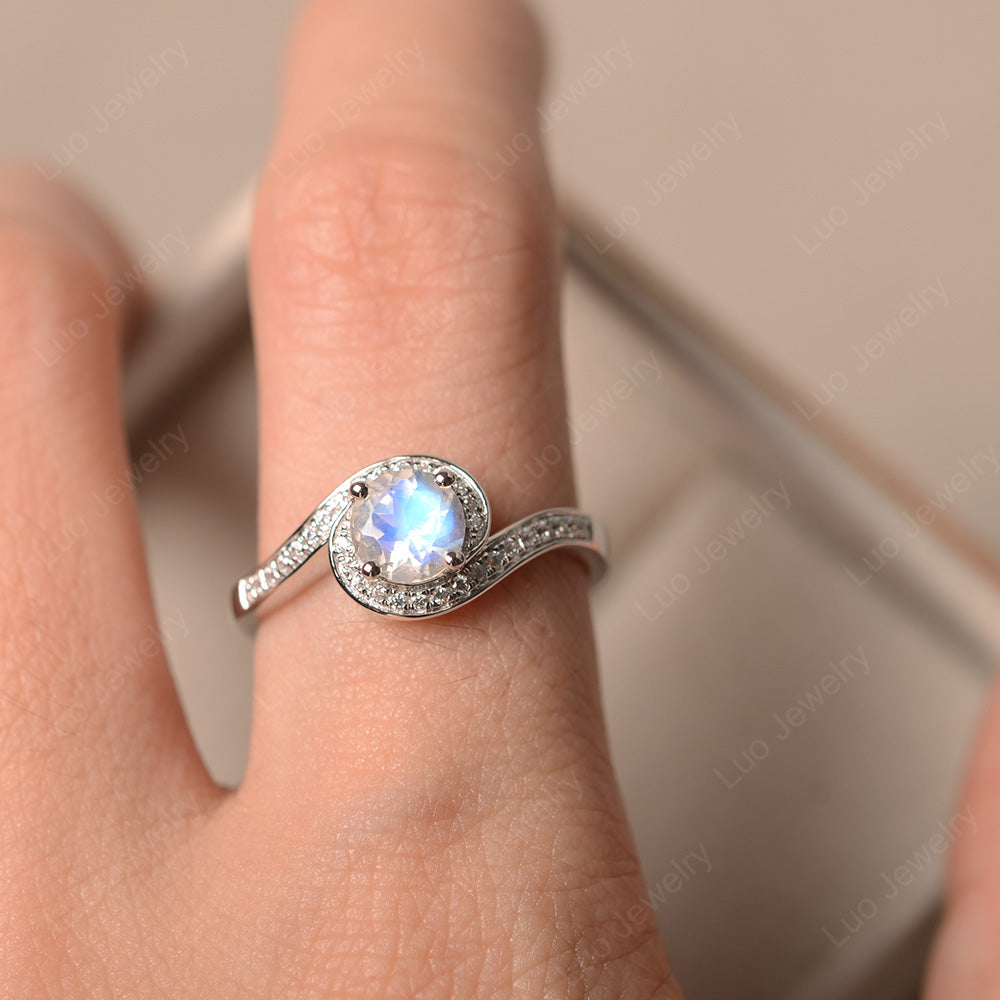 Round Brilliant Cut Moonstone Engagement Ring - LUO Jewelry