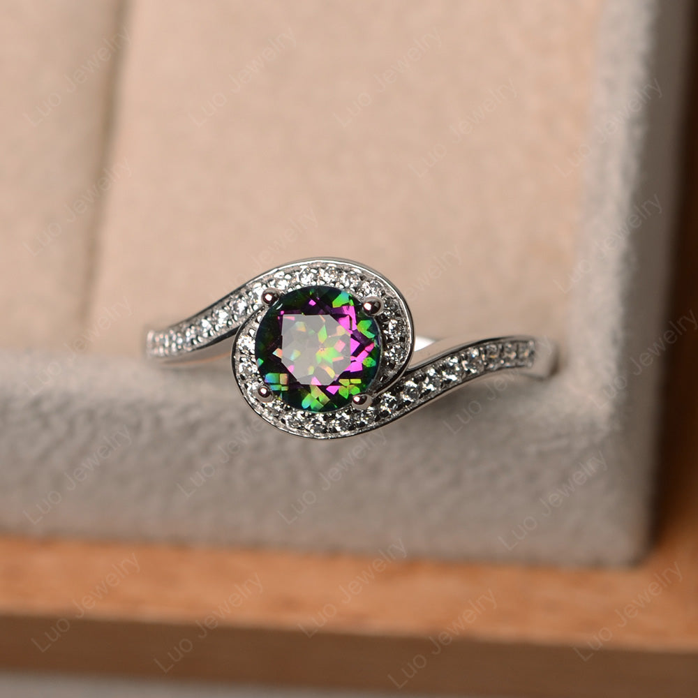 Round Brilliant Cut Mystic Topaz Engagement Ring - LUO Jewelry