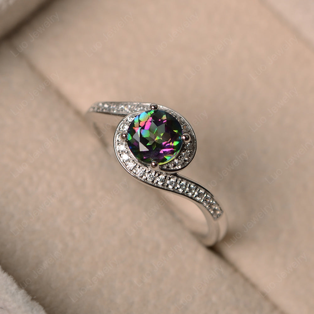 Round Brilliant Cut Mystic Topaz Engagement Ring - LUO Jewelry