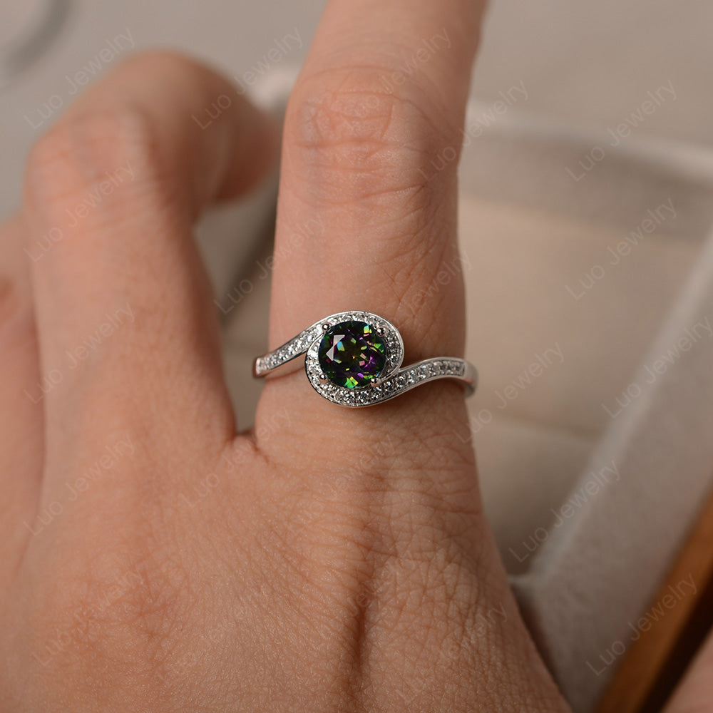 Round Brilliant Cut Mystic Topaz Engagement Ring - LUO Jewelry