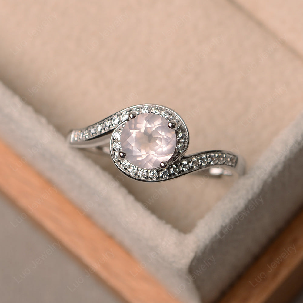Round Brilliant Cut Rose Quartz Engagement Ring - LUO Jewelry