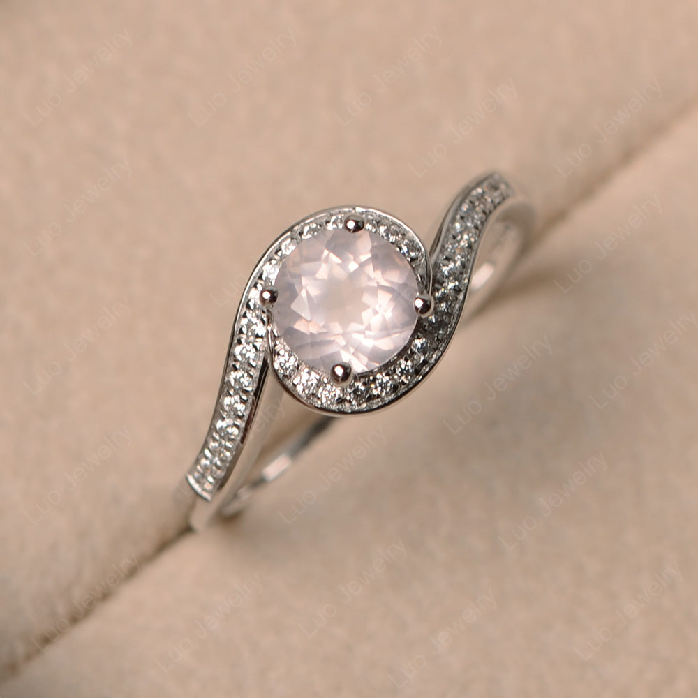 Round Brilliant Cut Rose Quartz Engagement Ring - LUO Jewelry