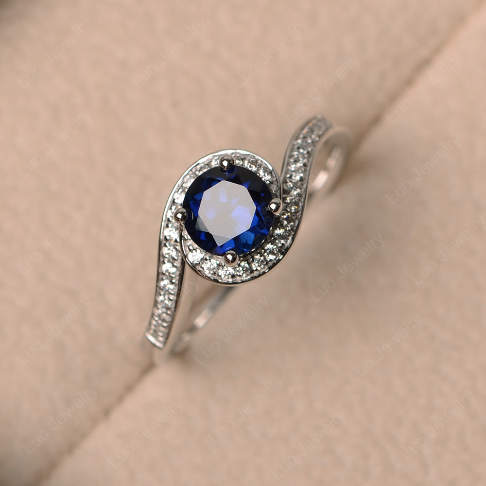 Round Brilliant Cut Lab Sapphire Engagement Ring - LUO Jewelry