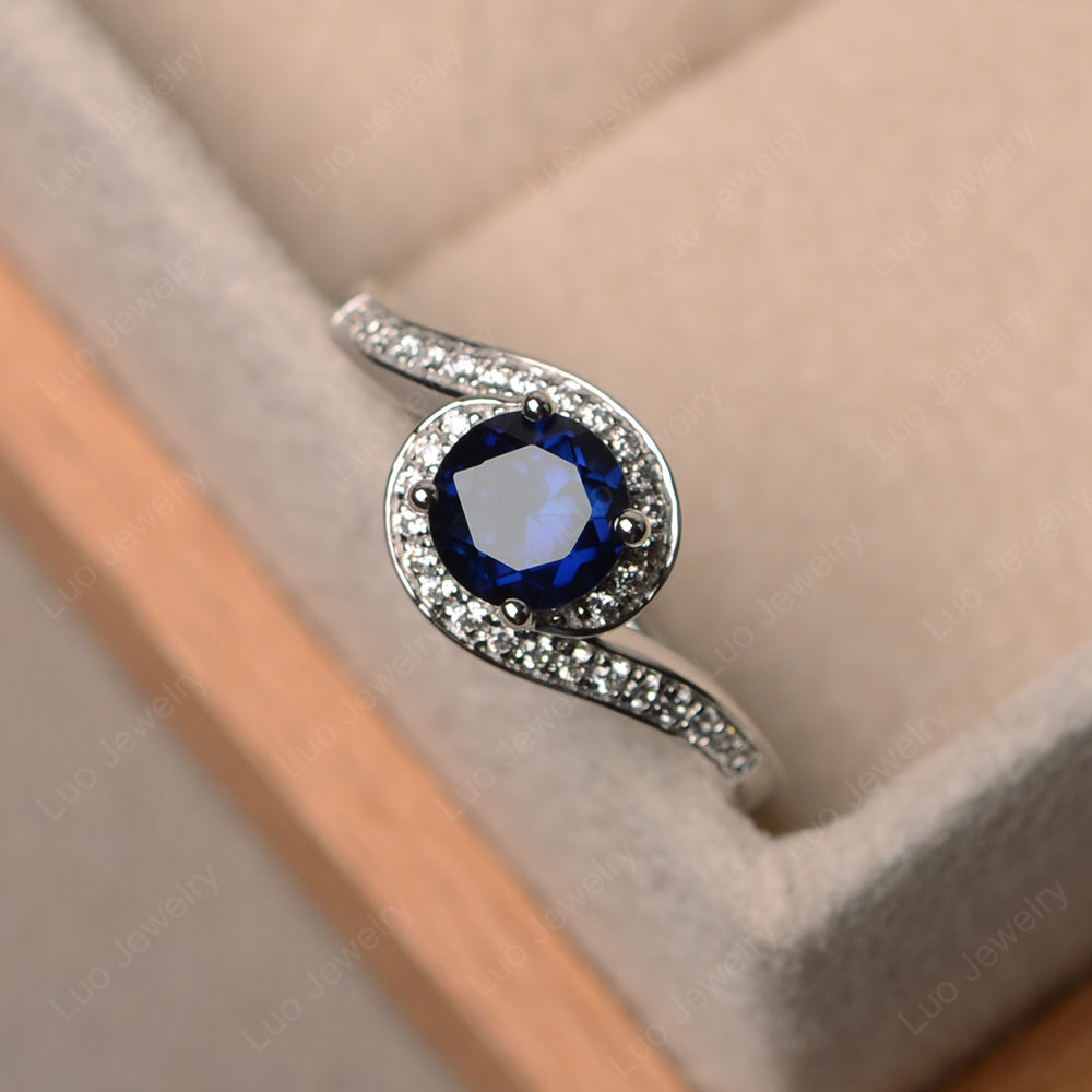 Round Brilliant Cut Lab Sapphire Engagement Ring - LUO Jewelry