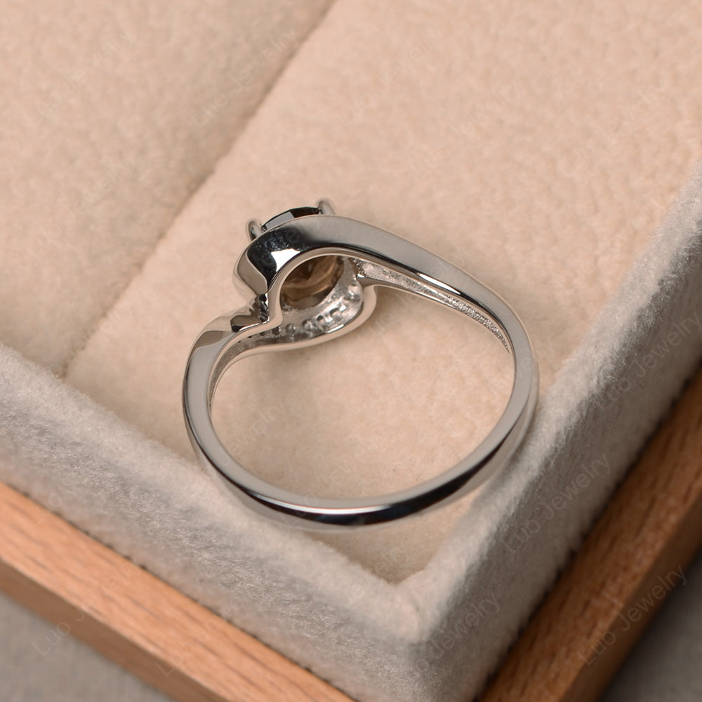 Round Brilliant Cut Smoky Quartz  Engagement Ring - LUO Jewelry