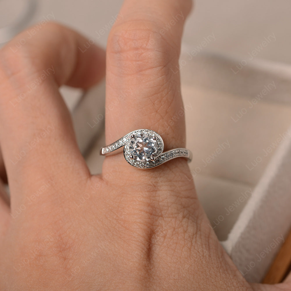 Round Brilliant Cut White Topaz Engagement Ring - LUO Jewelry