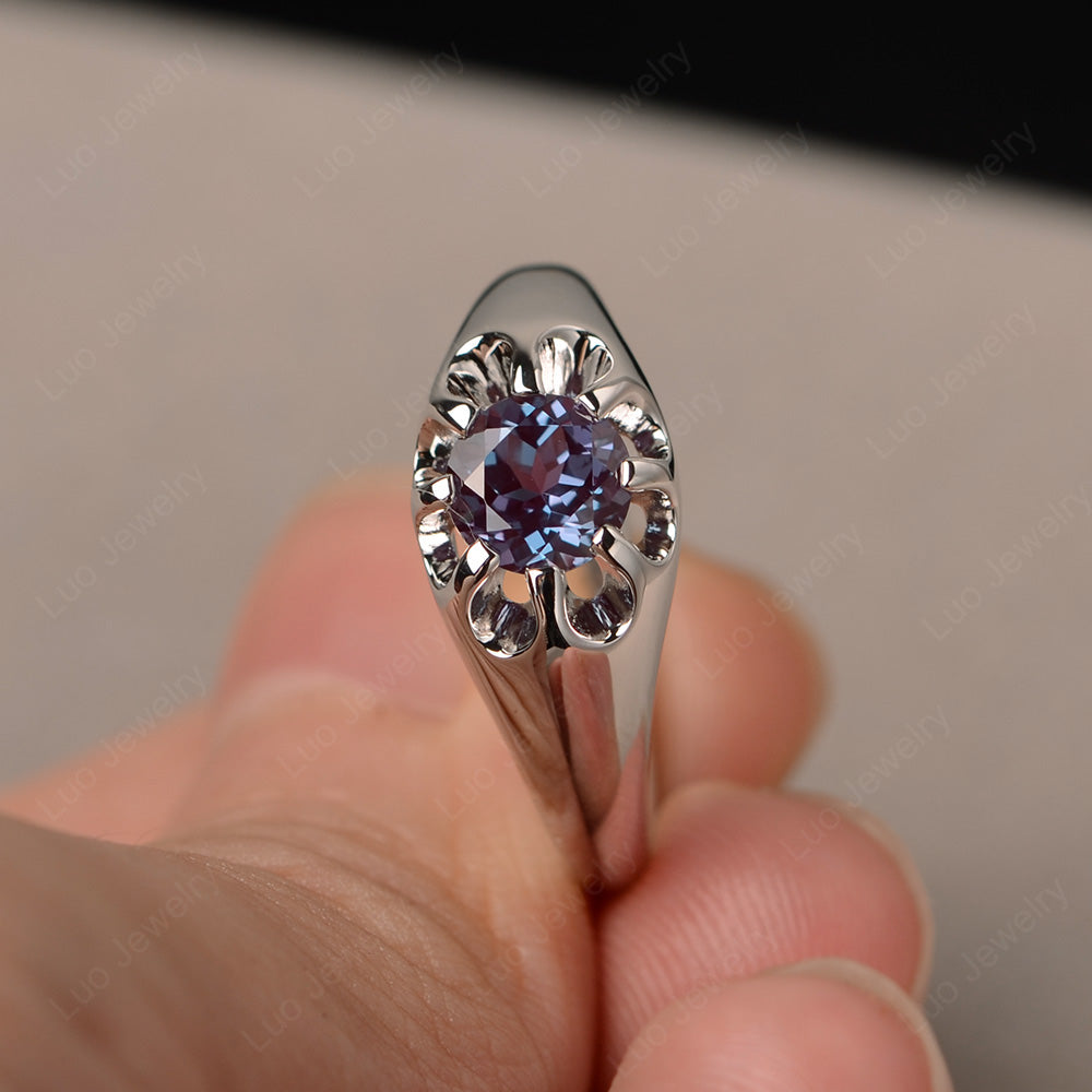 Vintage Alexandrite Solitaire Ring Yellow Gold - LUO Jewelry