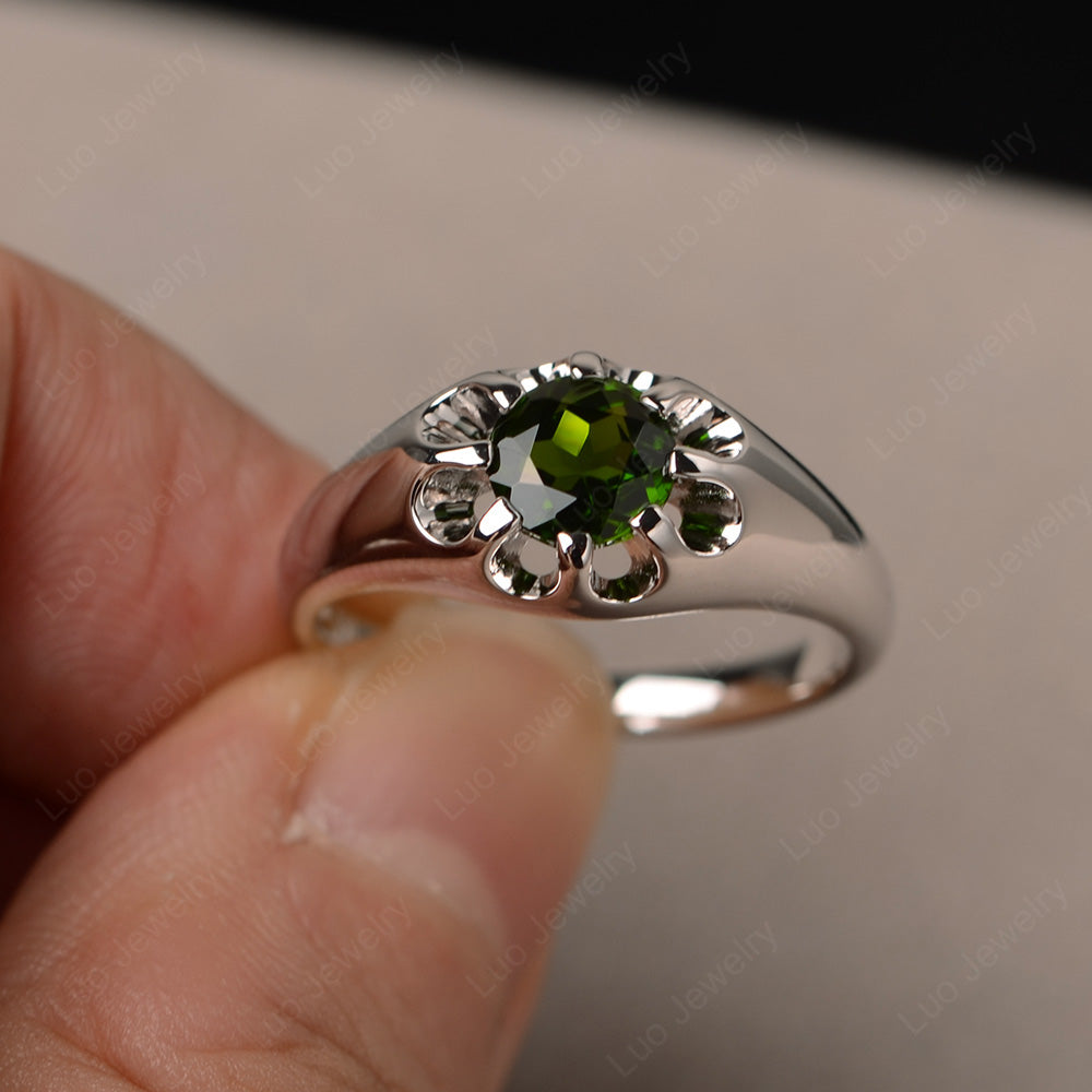 Vintage Diopside Solitaire Ring Yellow Gold - LUO Jewelry