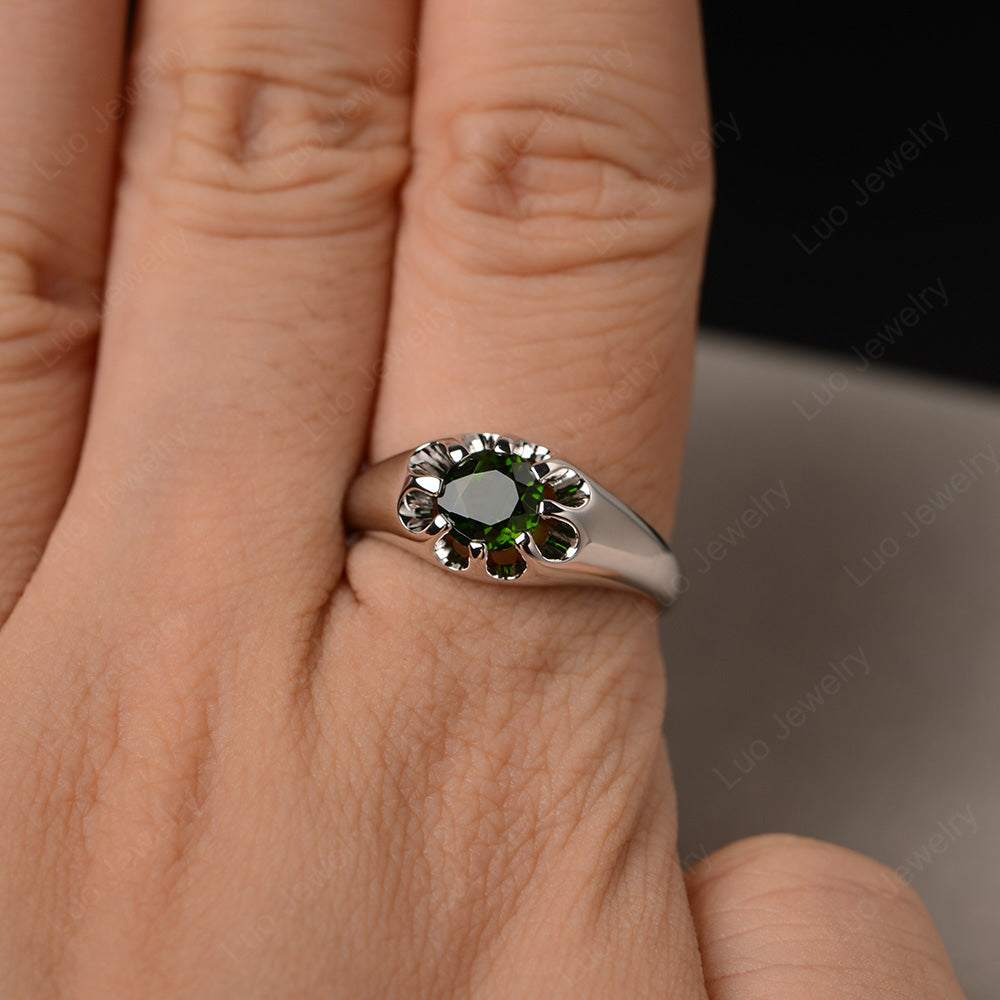 Vintage Diopside Solitaire Ring Yellow Gold - LUO Jewelry