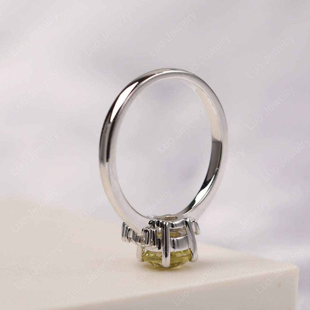 Half Halo Lemon Quartz Wedding Ring Yellow Gold - LUO Jewelry