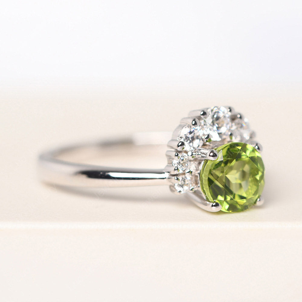 Half Halo Peridot Wedding Ring Yellow Gold - LUO Jewelry