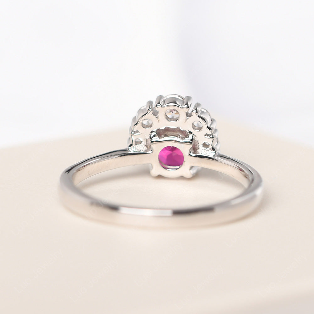 Half Halo Ruby Wedding Ring Yellow Gold - LUO Jewelry