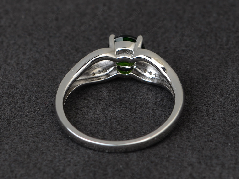 Vintage Diopside Wedding Ring Round Cut Gold - LUO Jewelry