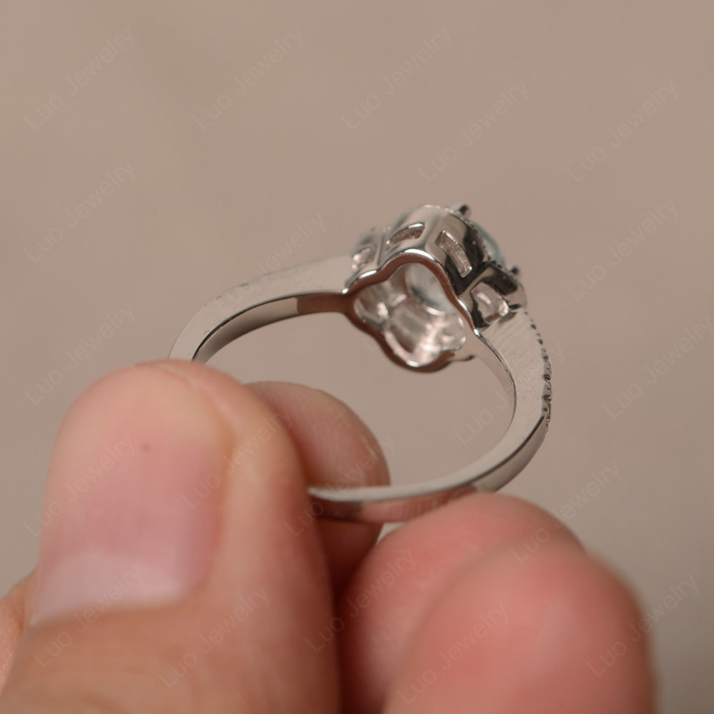 Aquamarine Halo Flower Engagement Ring Gold - LUO Jewelry