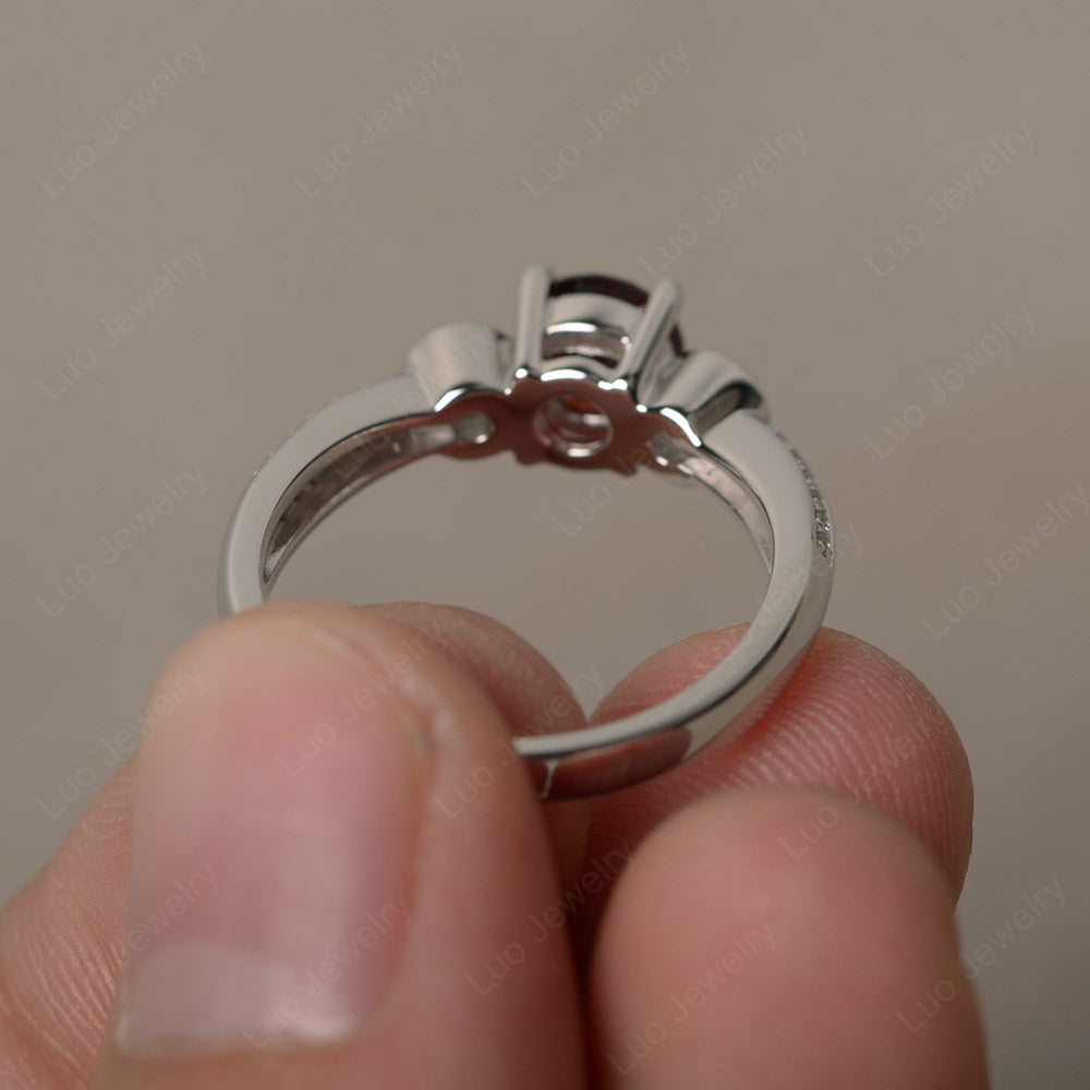 Round Cut Garnet Wedding Ring Art Deco Gold - LUO Jewelry