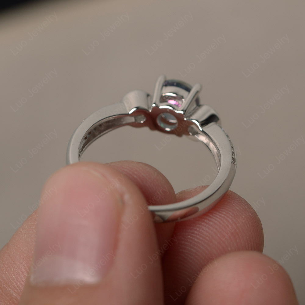 Round Cut Mystic Topaz Wedding Ring Art Deco Gold - LUO Jewelry