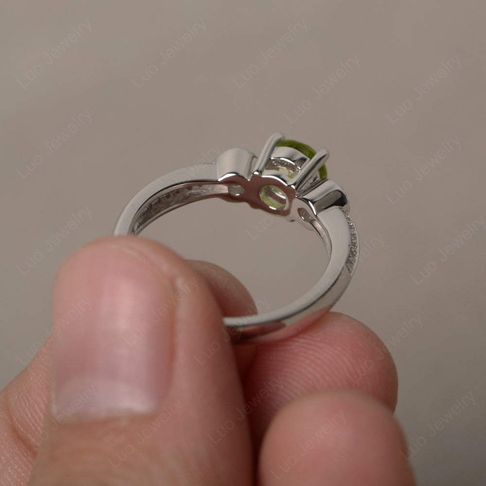 Round Cut Peridot Wedding Ring Art Deco Gold - LUO Jewelry