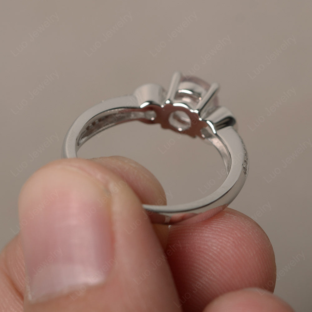 Round Cut Rose Quartz Wedding Ring Art Deco Gold - LUO Jewelry