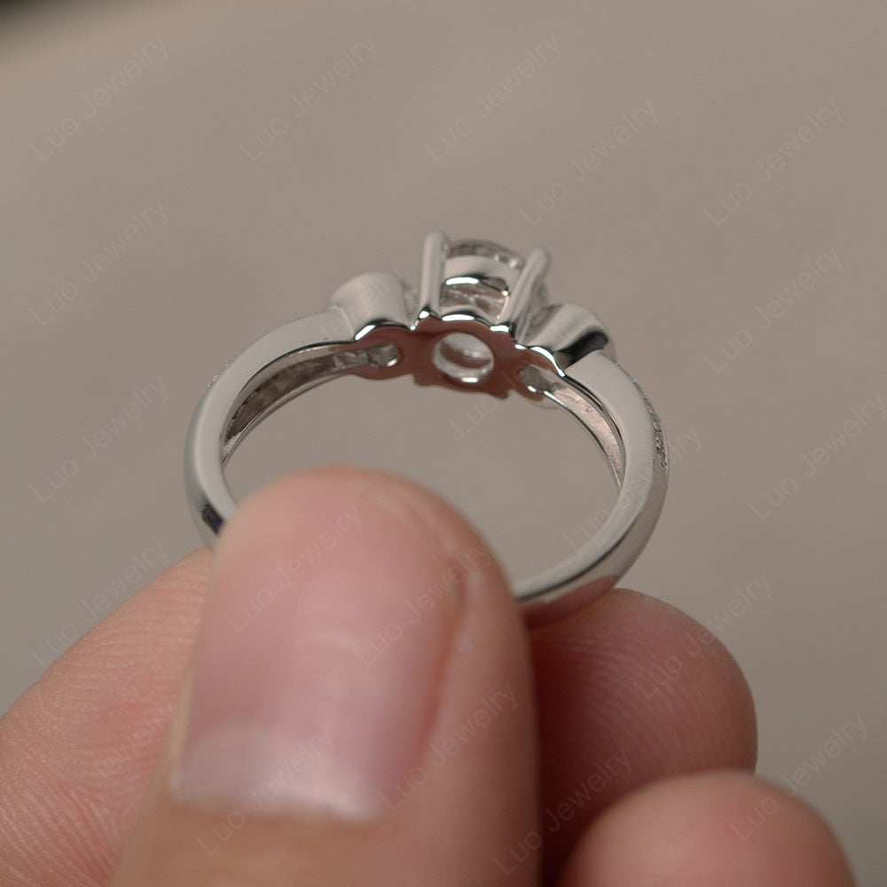Round Cut White Topaz Wedding Ring Art Deco Gold - LUO Jewelry