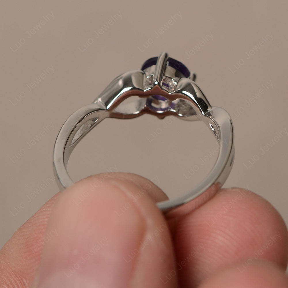 Kite Set Round Amethyst Solitaire Ring Gold - LUO Jewelry