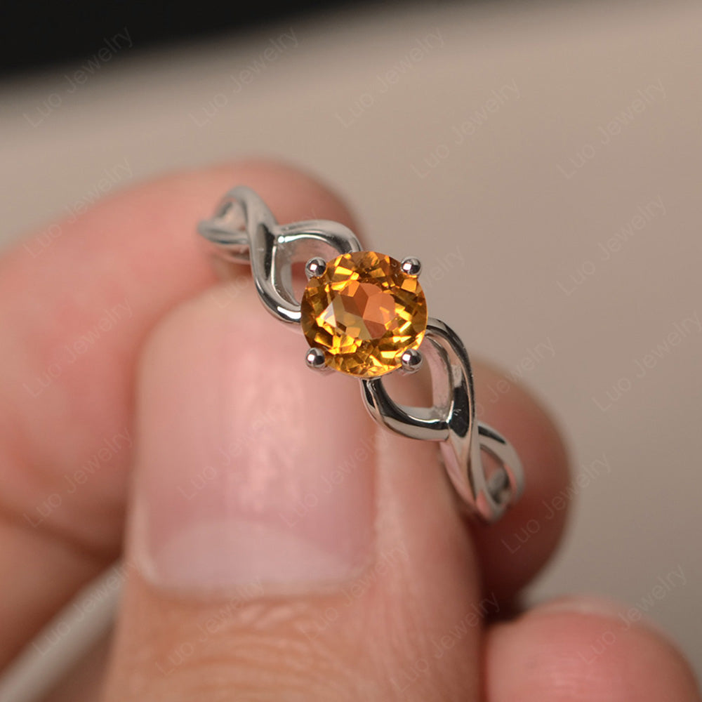 Kite Set Round Citrine Solitaire Ring Gold - LUO Jewelry