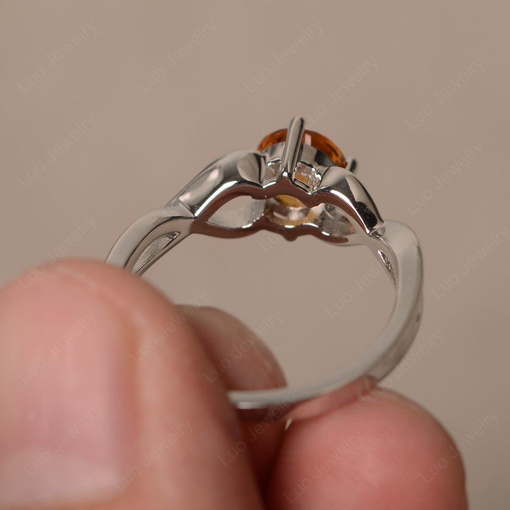 Kite Set Round Citrine Solitaire Ring Gold - LUO Jewelry