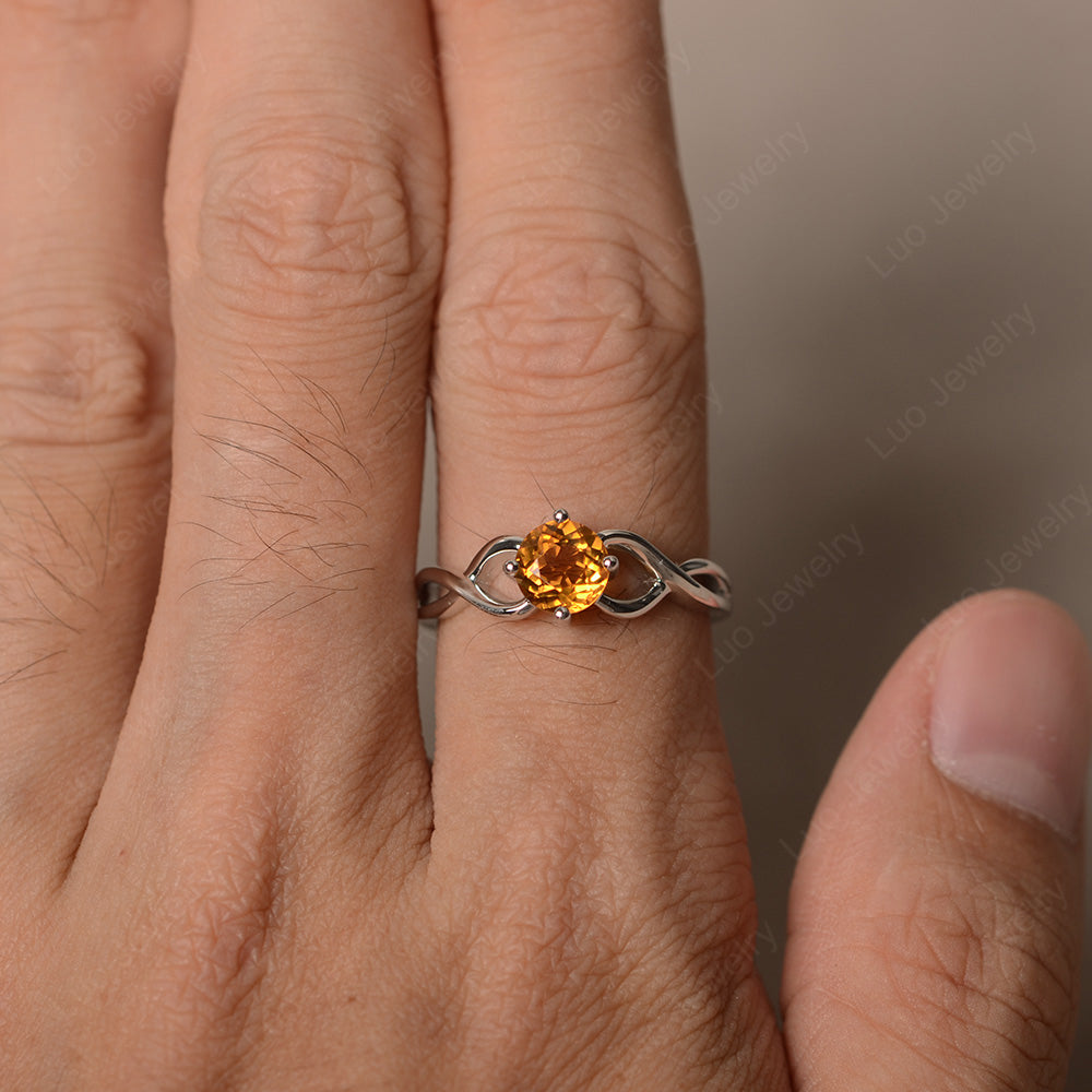 Kite Set Round Citrine Solitaire Ring Gold - LUO Jewelry