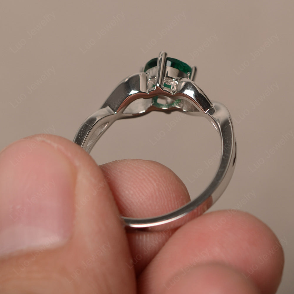 Kite Set Round Lab Emerald Solitaire Ring Gold - LUO Jewelry